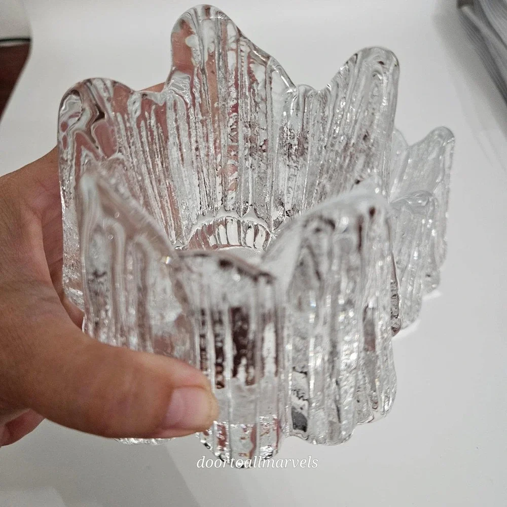 VTG Sweden Nybro Volcano Crystal Clear Tealight Candle Holders Heavy